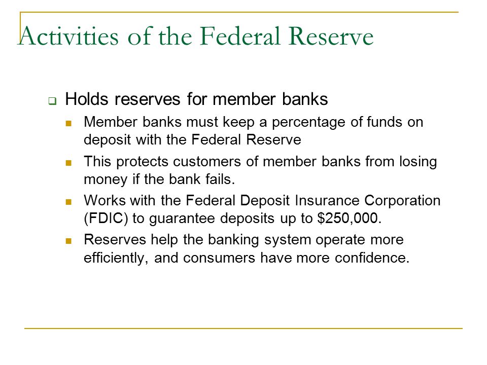 Activities of the Federal Reserve