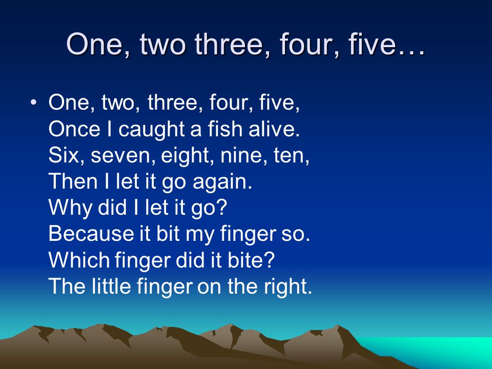 One Two Three Four Five - Nursery Rhyme One Two Three Four Five Lyrics,  Tune and Music