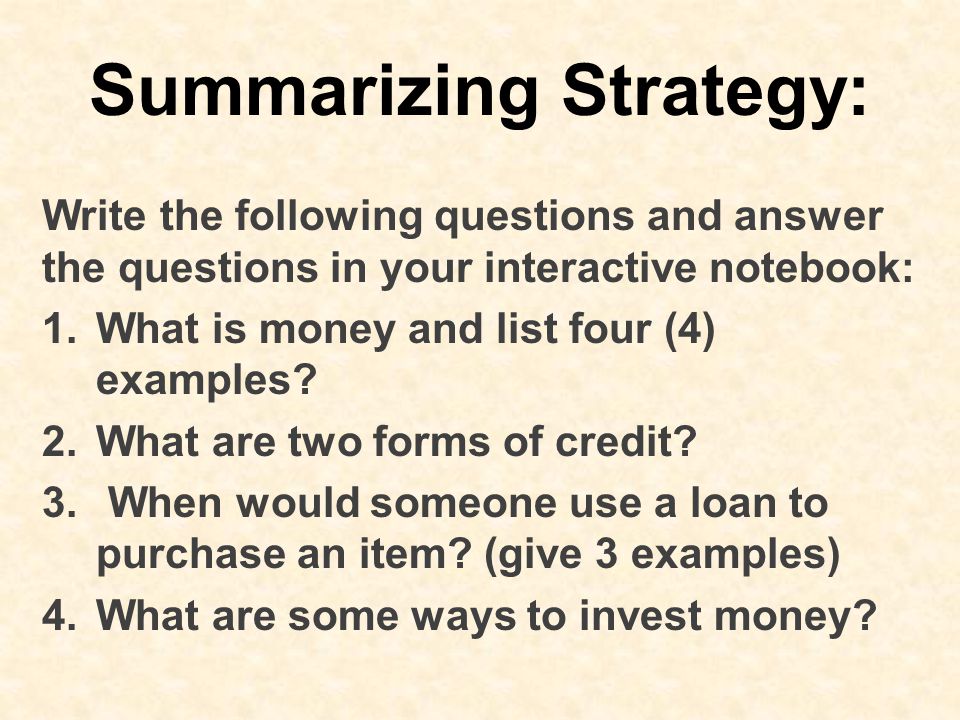 Summarizing Strategy: