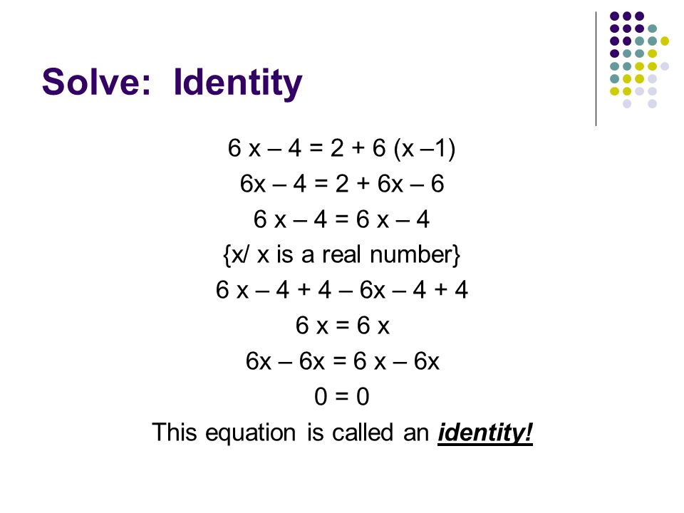 This equation is called an identity!