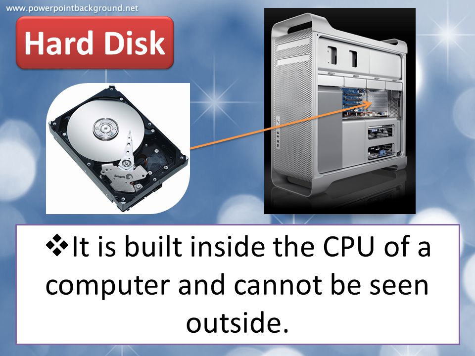 It is built inside the CPU of a computer and cannot be seen outside.