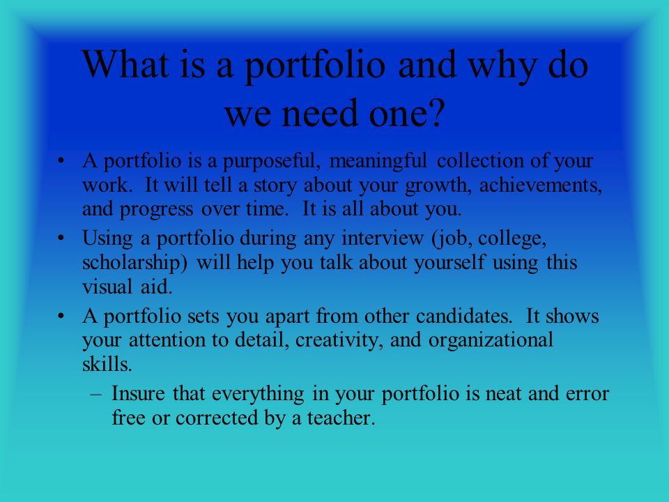 What is a portfolio and why do we need one