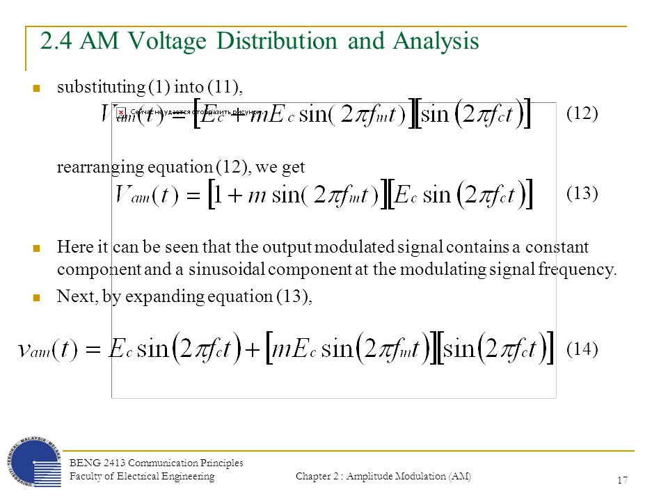 Chapter 2 : Amplitude Modulation (AM) Transmission and Reception - ppt  video online download