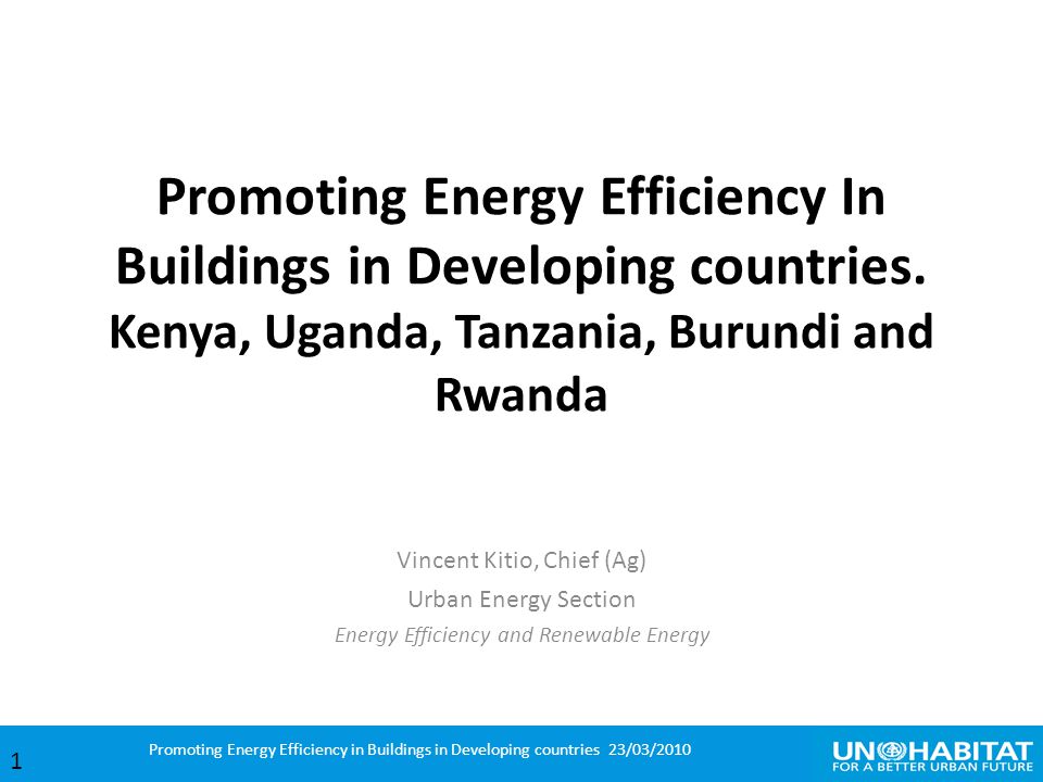 Promoting Energy Efficiency In Buildings in Developing countries.