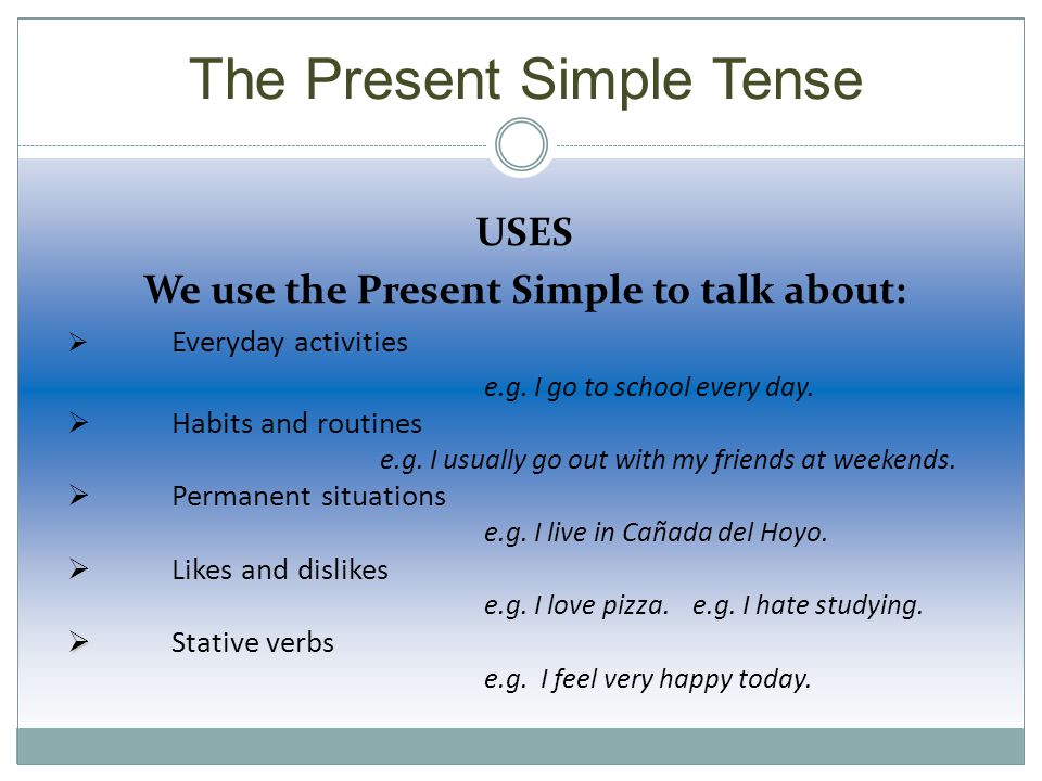 We use the Present Simple to talk about: