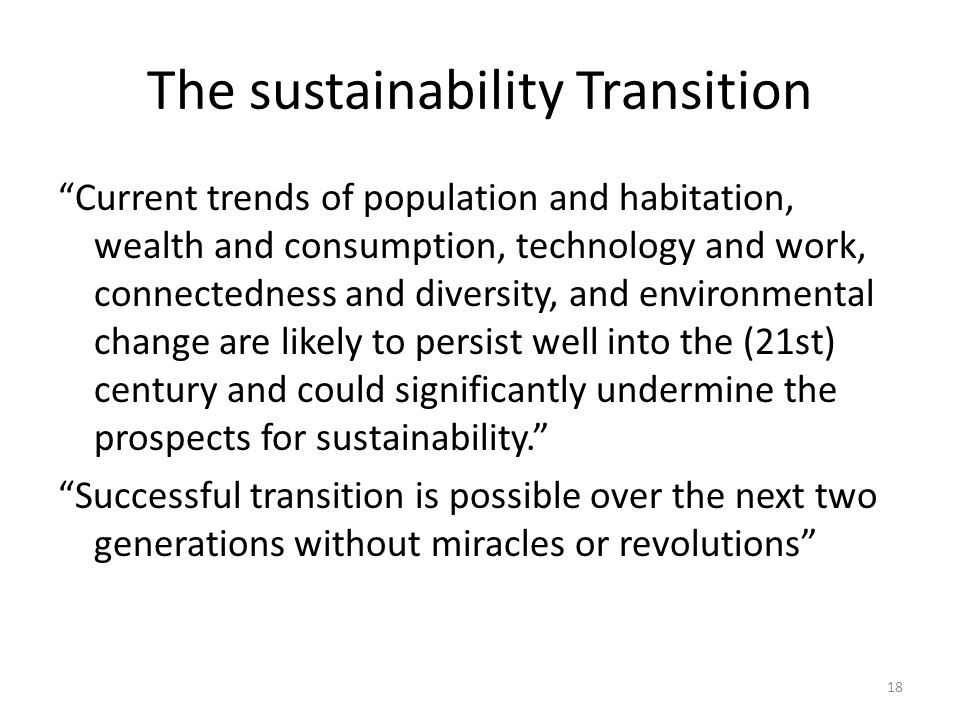 The sustainability Transition