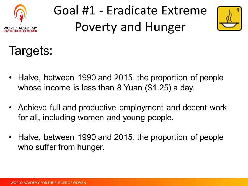 Goal #1 - Eradicate Extreme Poverty and Hunger