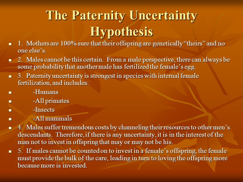 define paternity uncertainty hypothesis