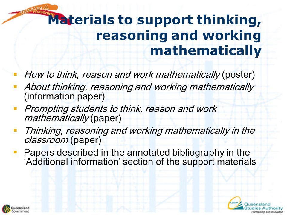 Materials to support thinking, reasoning and working mathematically