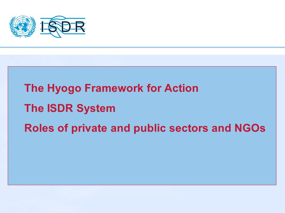 The Hyogo Framework for Action