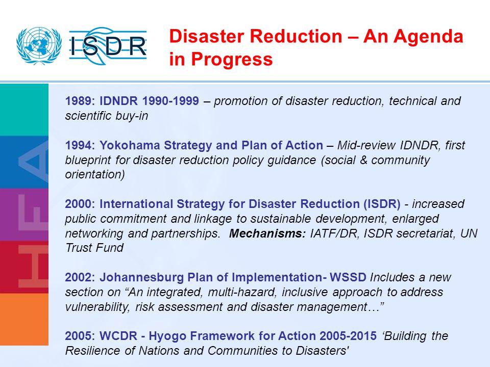 Disaster Reduction – An Agenda in Progress