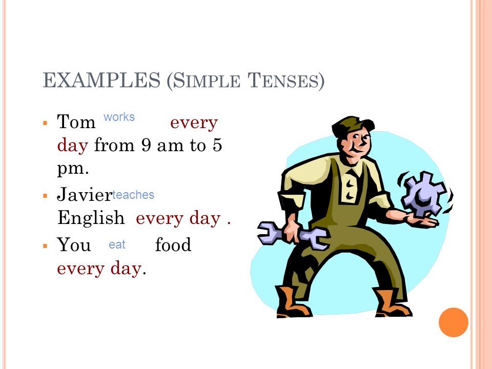 EXAMPLES (Simple Tenses)