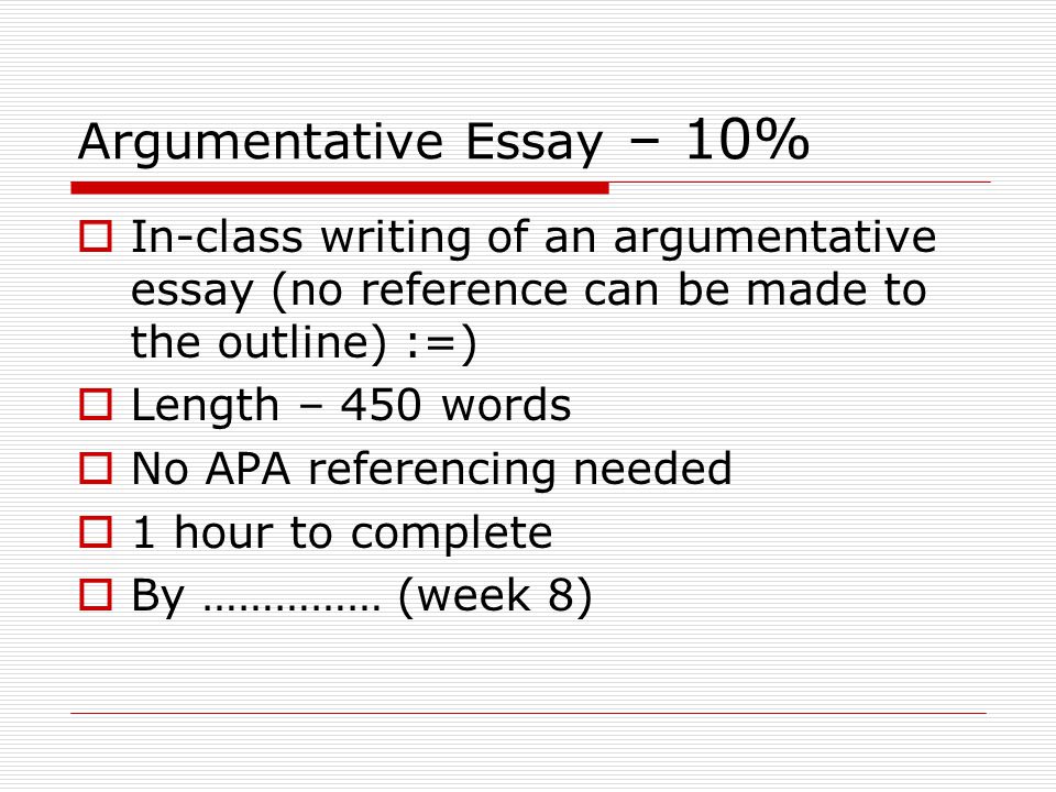 Argumentative Essay – 10%