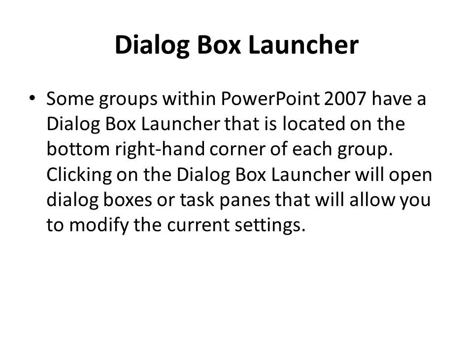Dialog Box Launcher