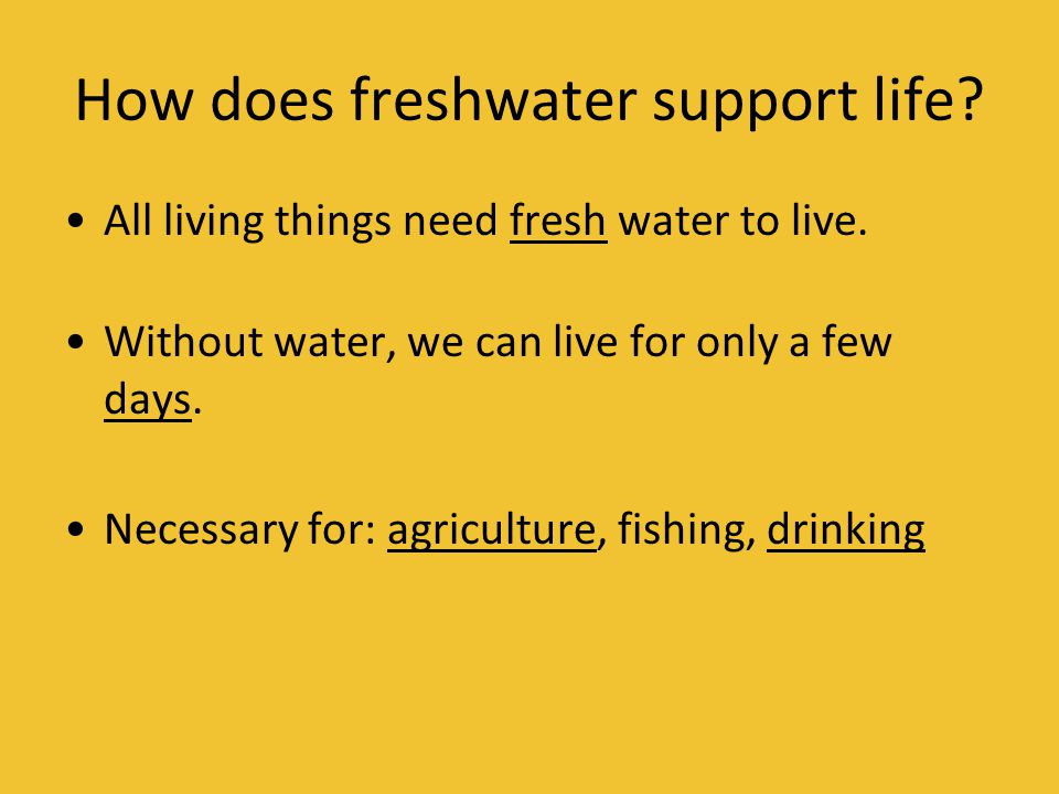 How does freshwater support life