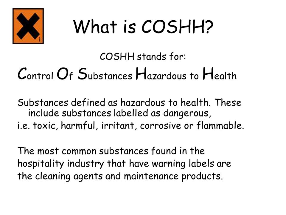 What is COSHH Control Of Substances Hazardous to Health