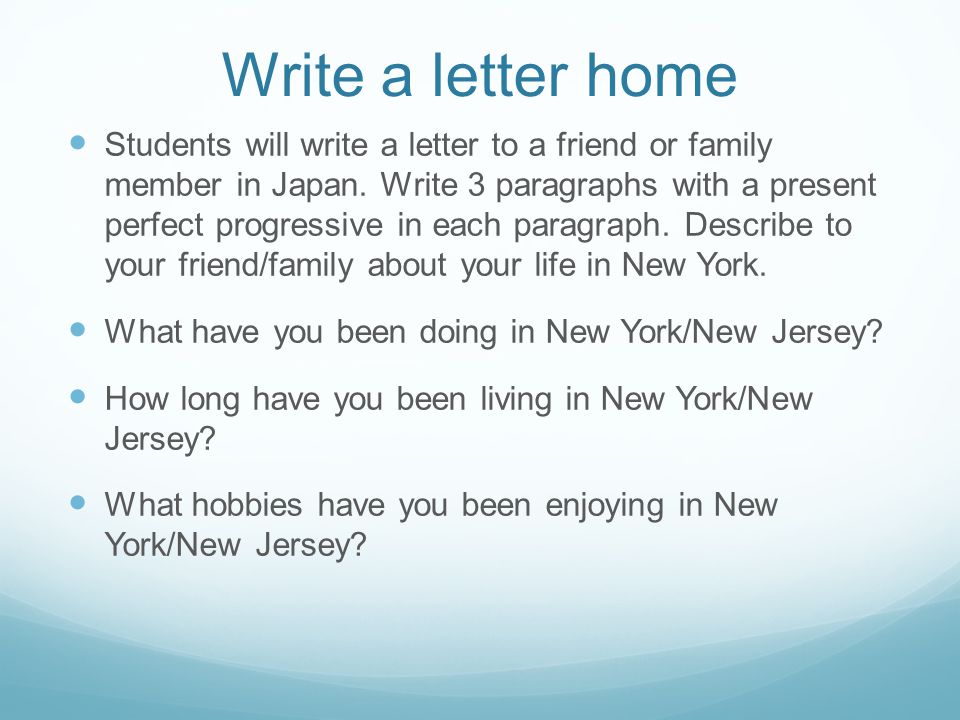 Write a letter home