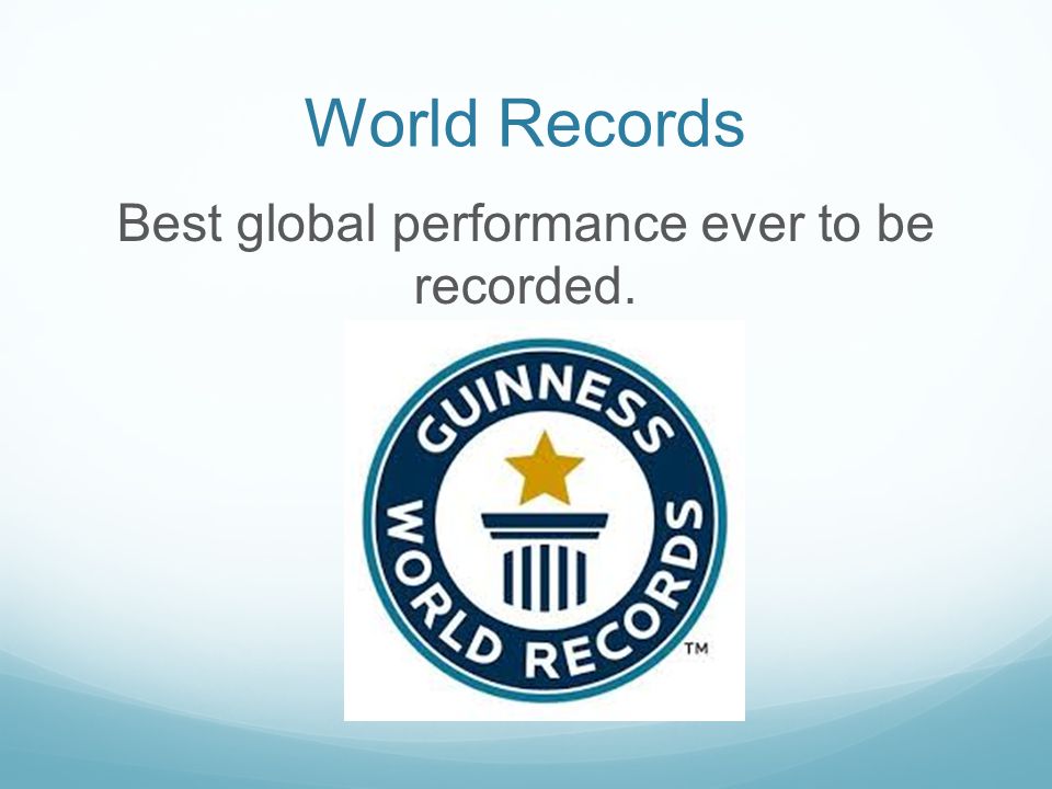 Best global performance ever to be recorded.