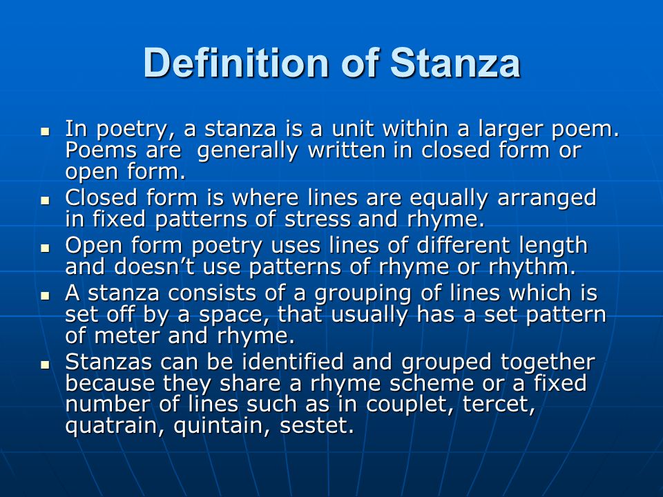 Stanza Ppt Video Online Download