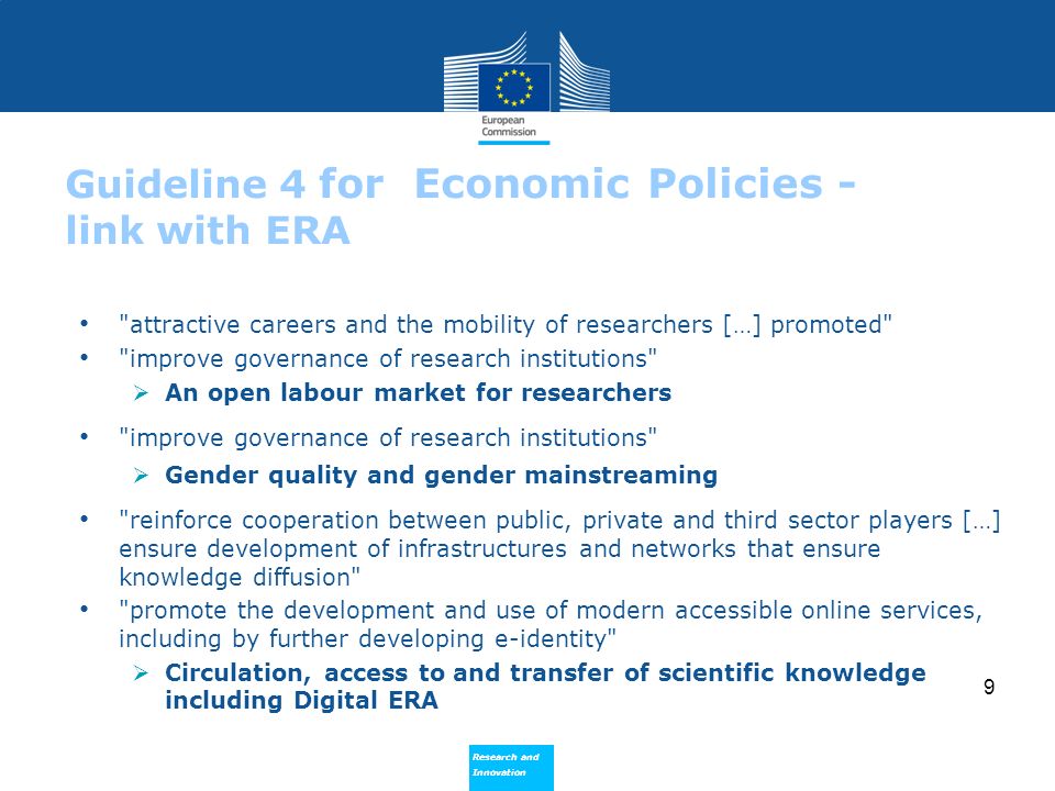 Guideline 4 for Economic Policies - link with ERA