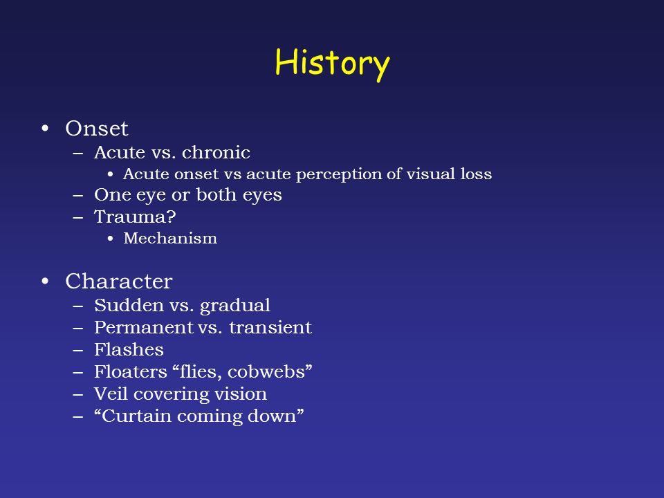 Back to Basics Ophthalmology: Acute visual disturbance/loss - ppt ...