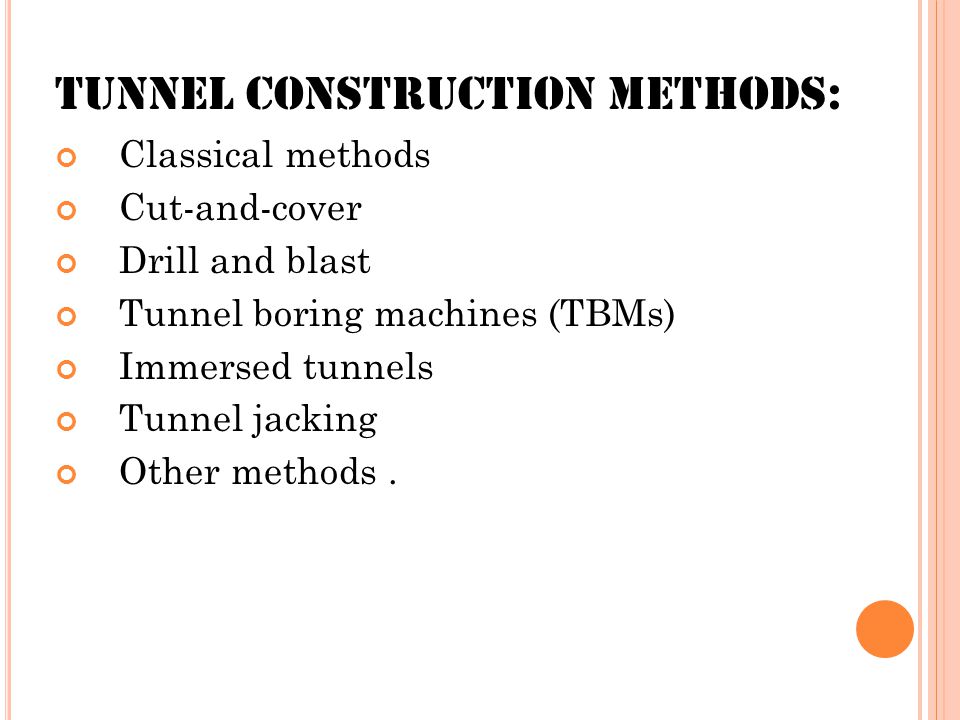 tunnel construction methods:
