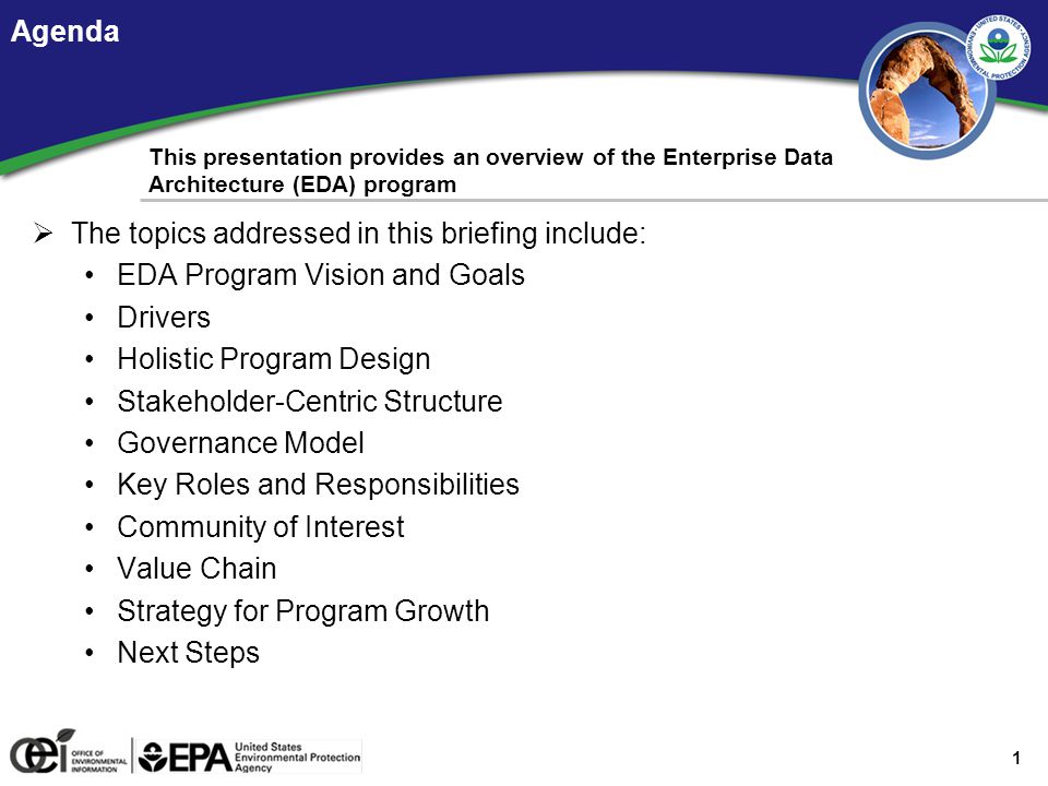 EDA Program Vision and Goals EPA’s approach to the program