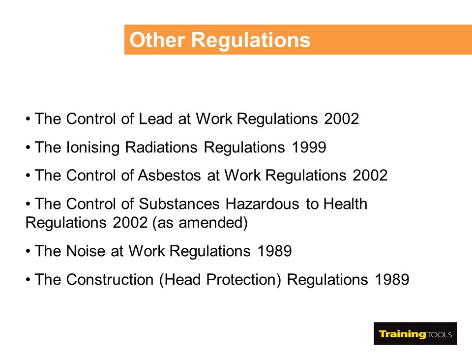Other Regulations The Control of Lead at Work Regulations 2002
