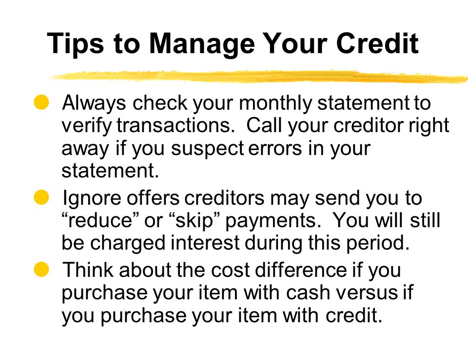 Tips to Manage Your Credit