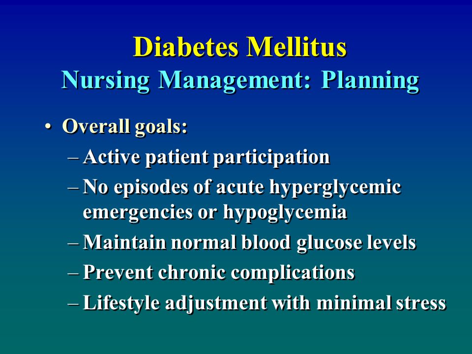 Diabetes Mellitus Nursing Management: Planning