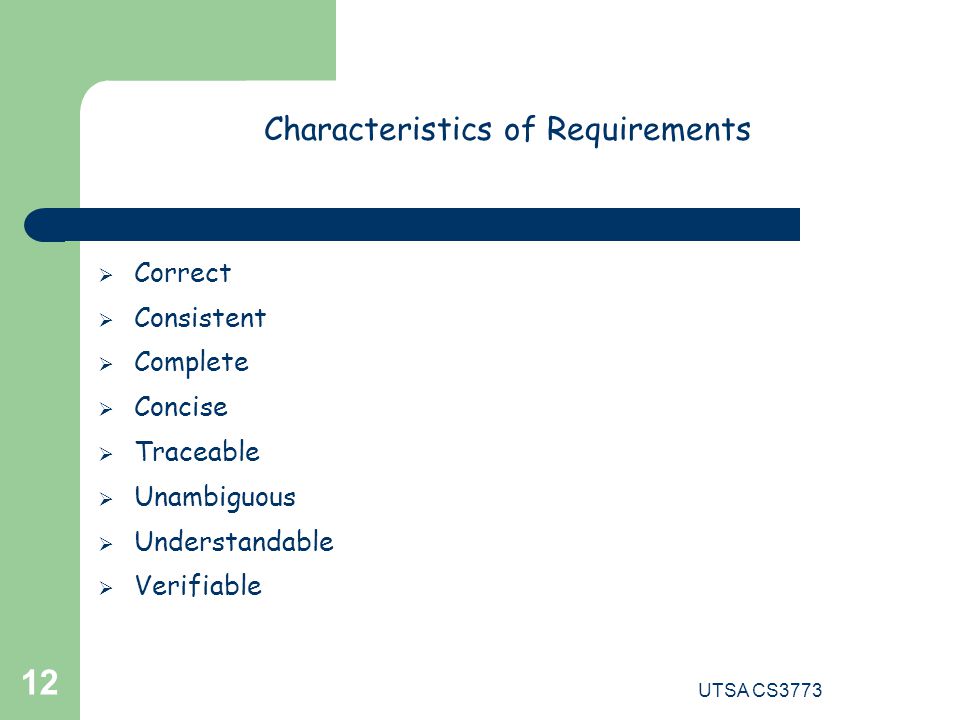 Characteristics of Requirements