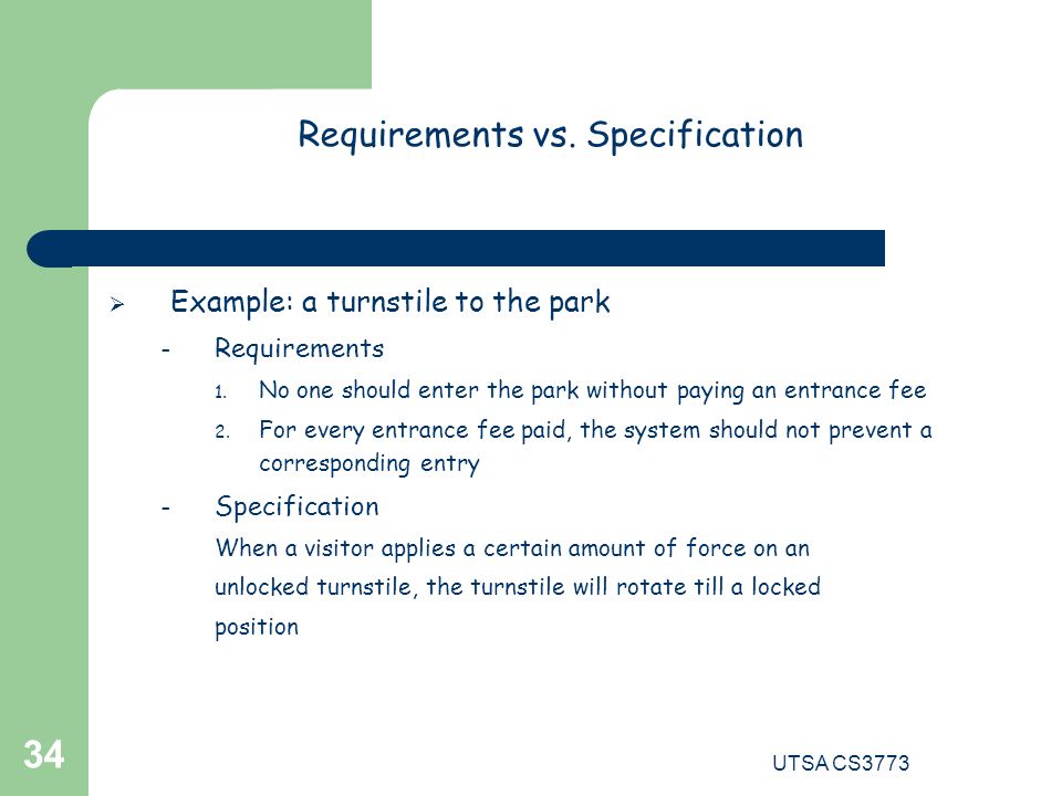 Requirements vs. Specification