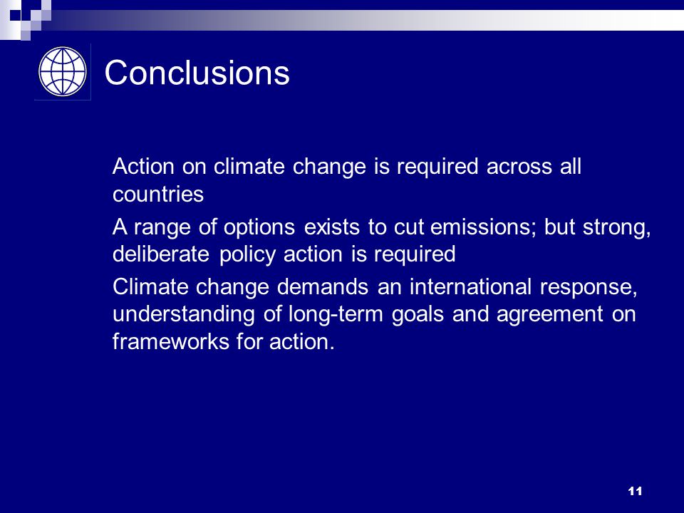 Conclusions Action on climate change is required across all countries