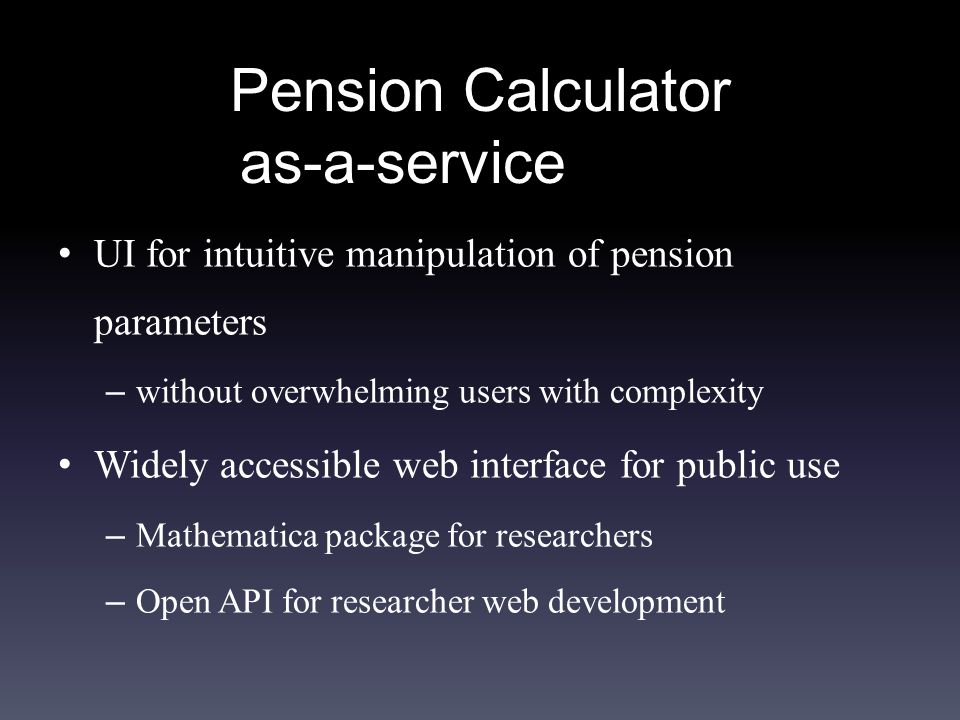 Pension Calculator as-a-service