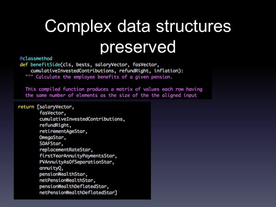 Complex data structures preserved
