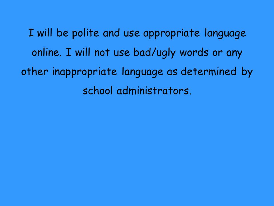 I will be polite and use appropriate language online