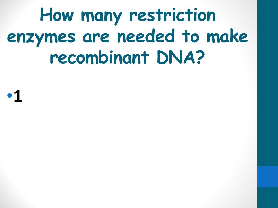 How many restriction enzymes are needed to make recombinant DNA