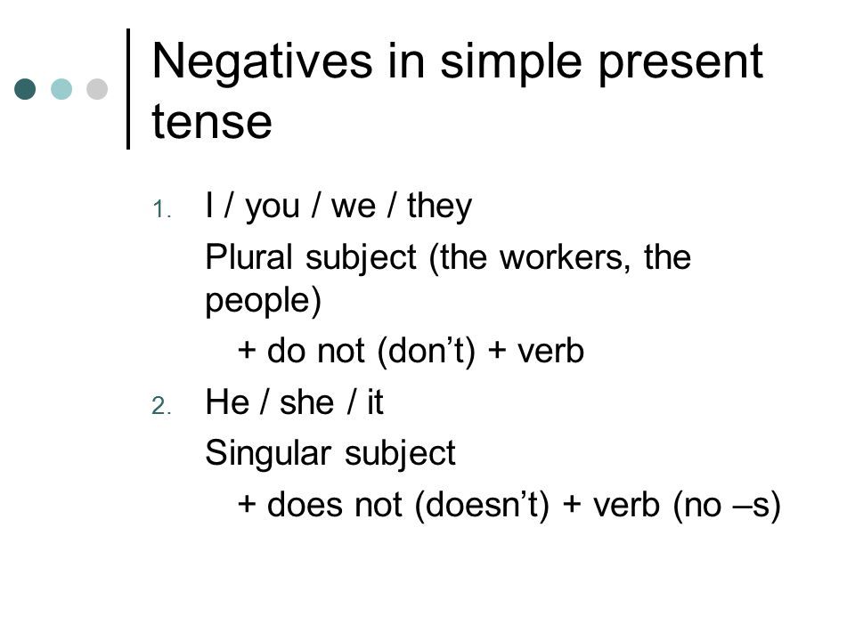 Negatives in simple present tense