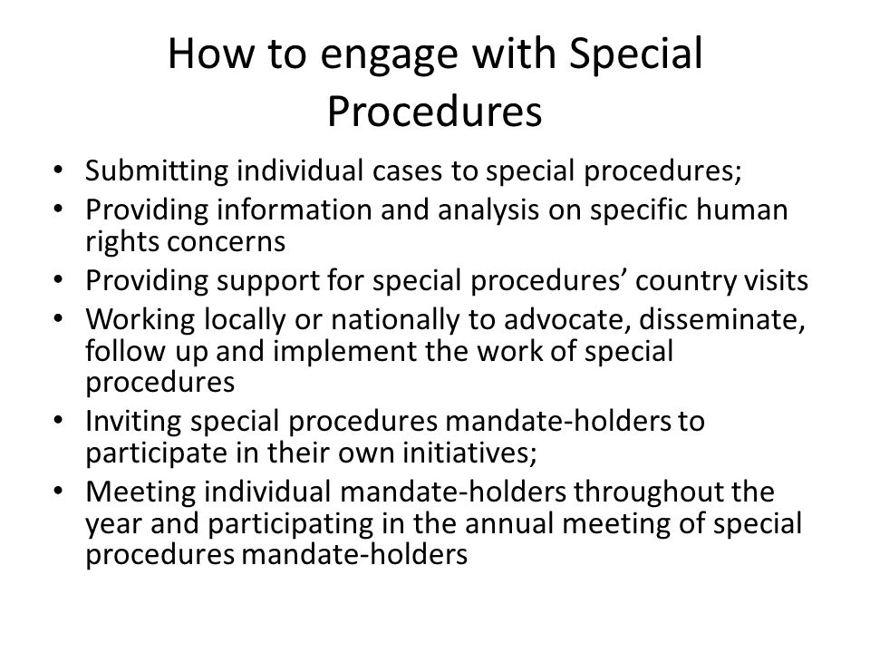 How to engage with Special Procedures