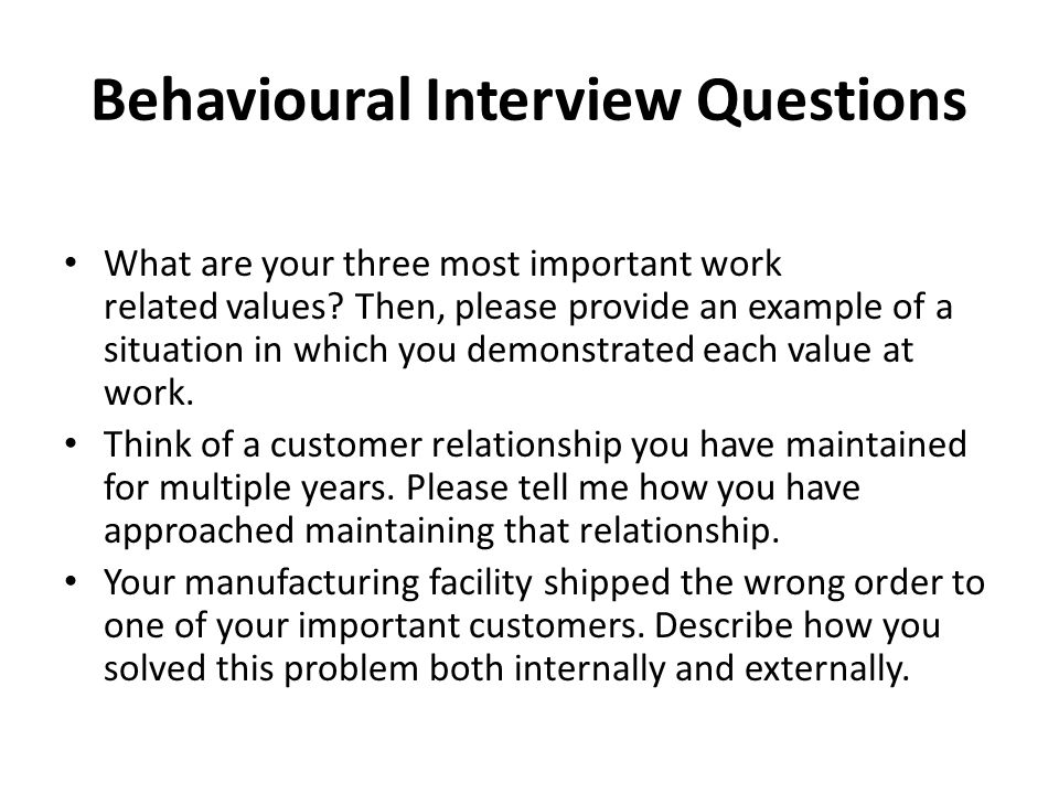 Behavioural Interview Questions
