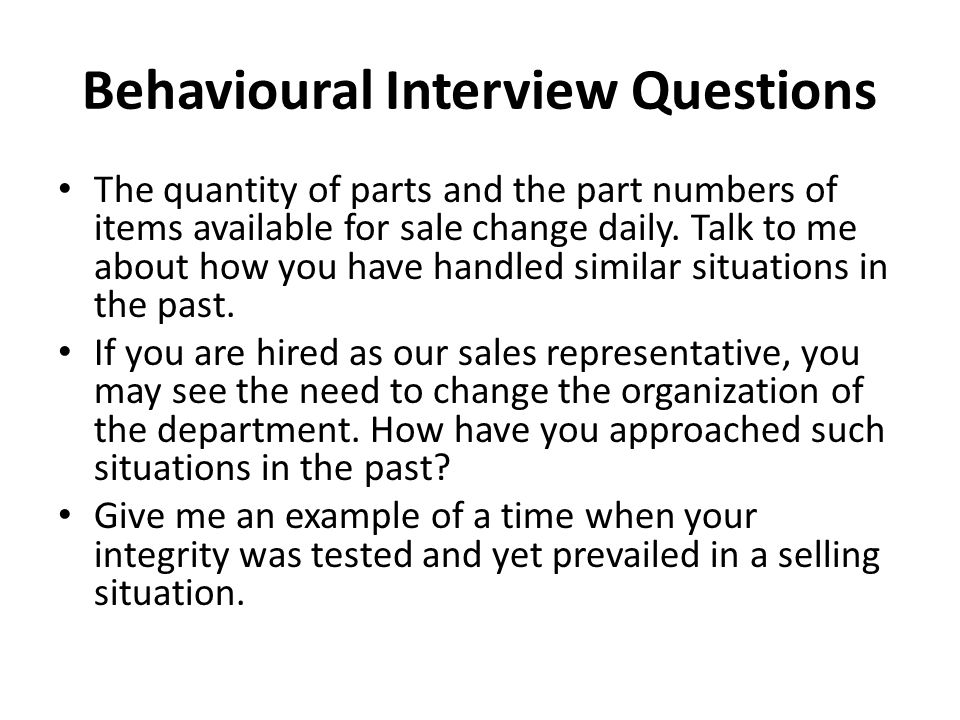 Behavioural Interview Questions