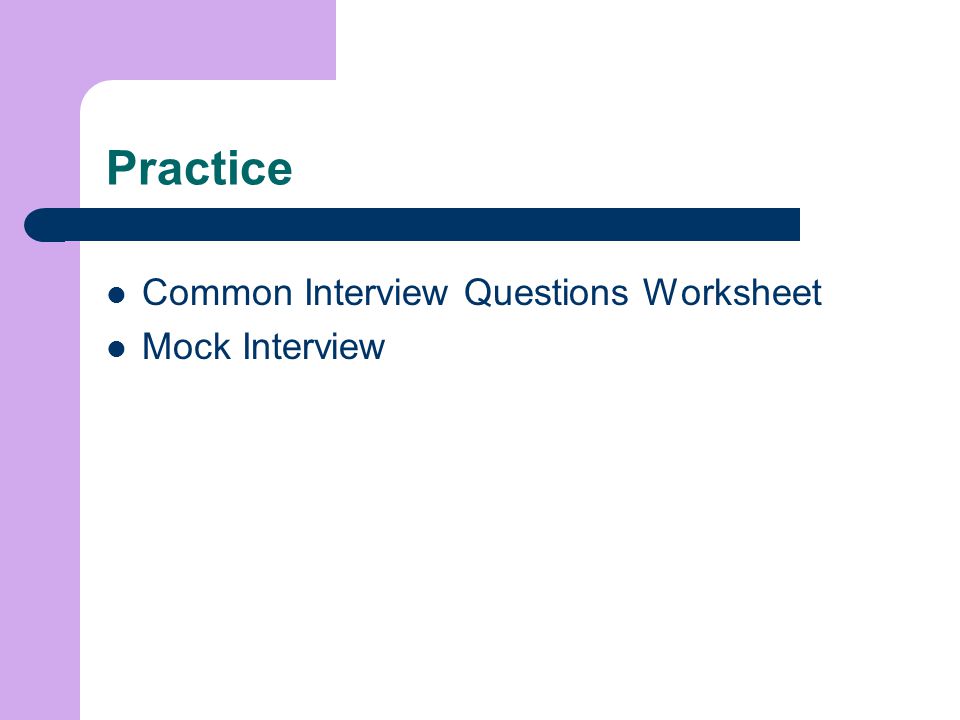 Practice Common Interview Questions Worksheet Mock Interview