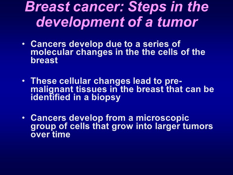 Breast cancer: Steps in the development of a tumor