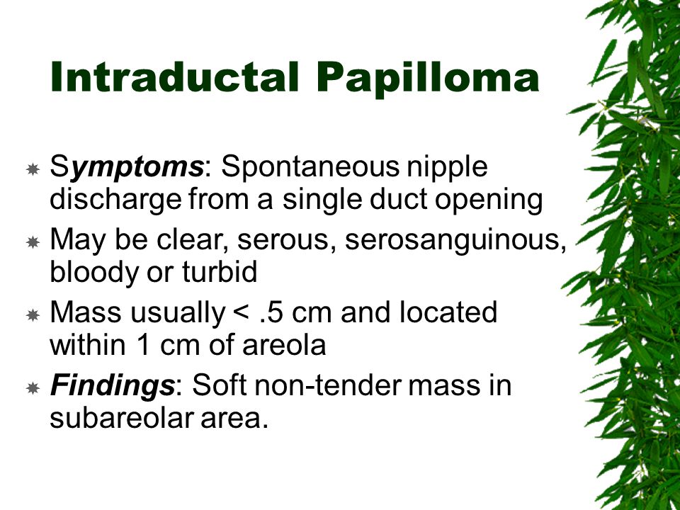 intraductal papilloma presentation