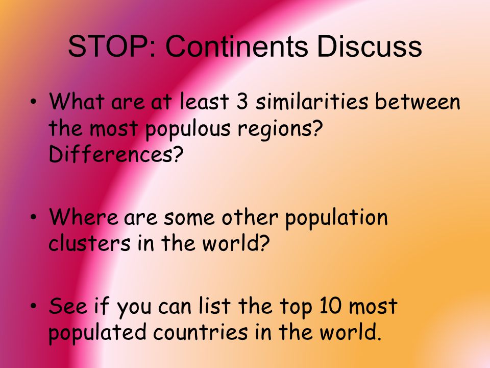 STOP: Continents Discuss