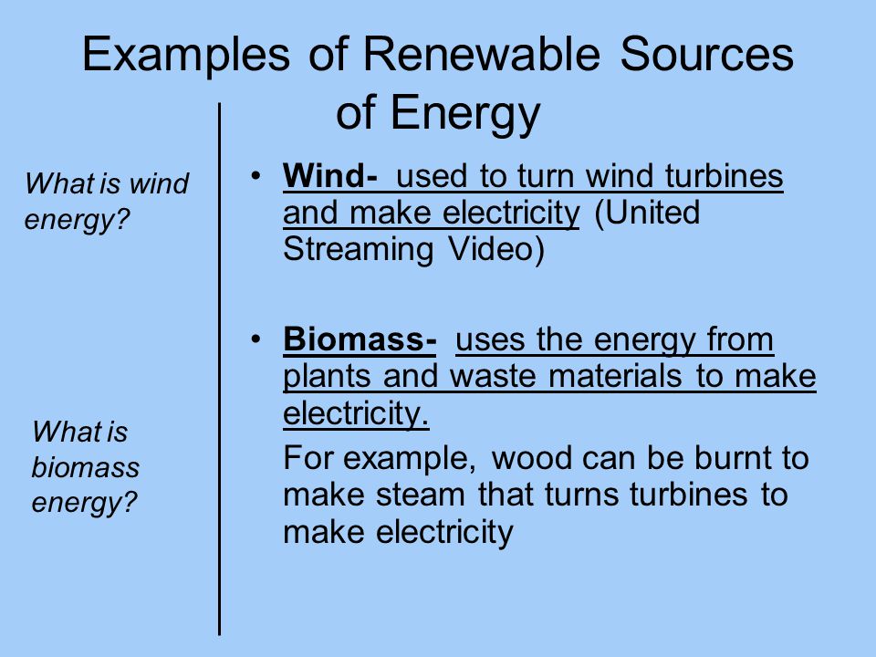 Examples of Renewable Sources of Energy
