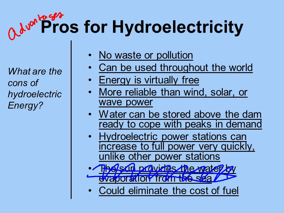 Pros for Hydroelectricity