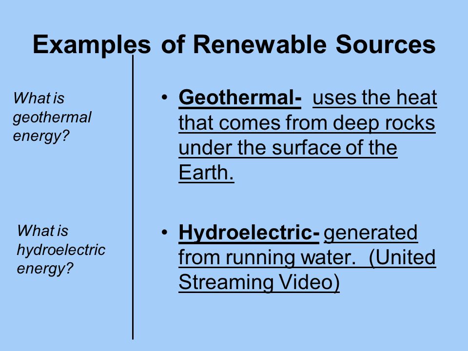 Examples of Renewable Sources