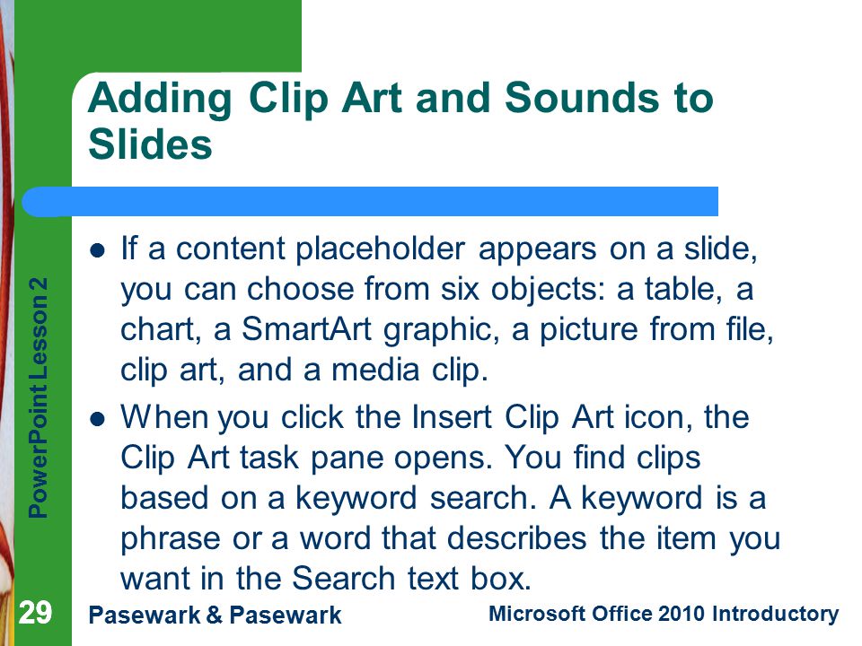 Adding Clip Art and Sounds to Slides