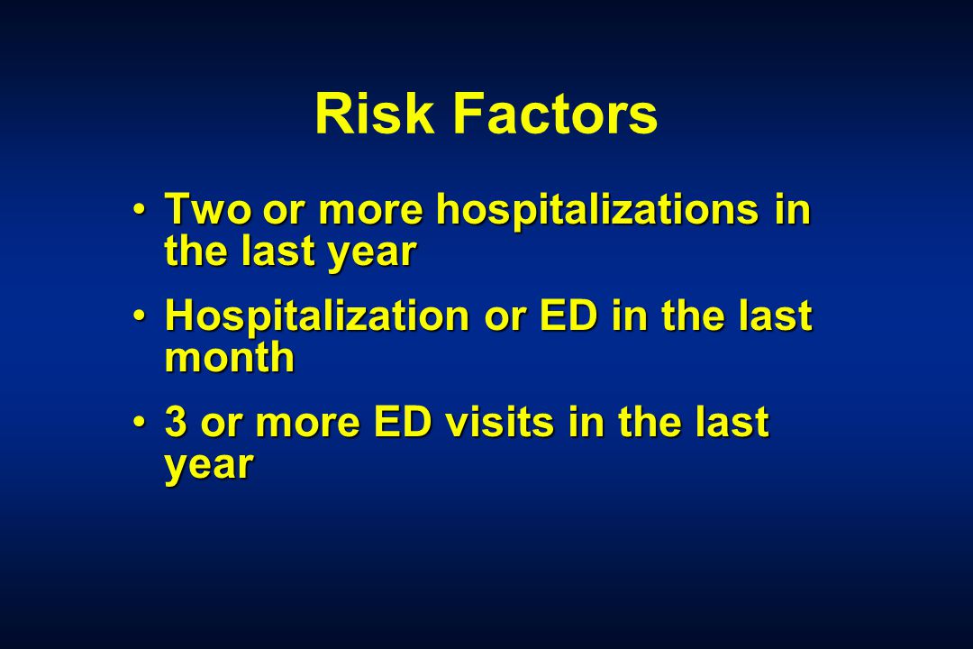 Risk Factors Two or more hospitalizations in the last year